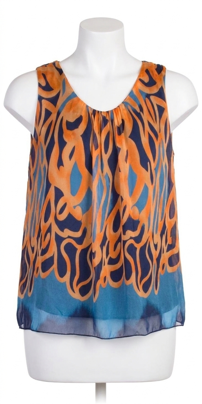 NEW GIGI MODA turbinio silk tank top in navy